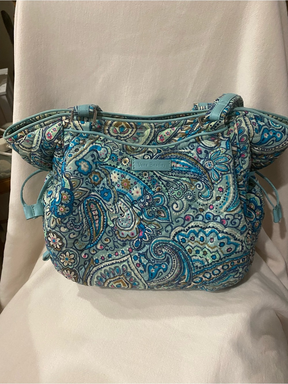 Vera Bradley Teal Paisley Quilted Shoulder Bag